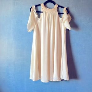 New with tags!  cream open shoulder short sleeve dress